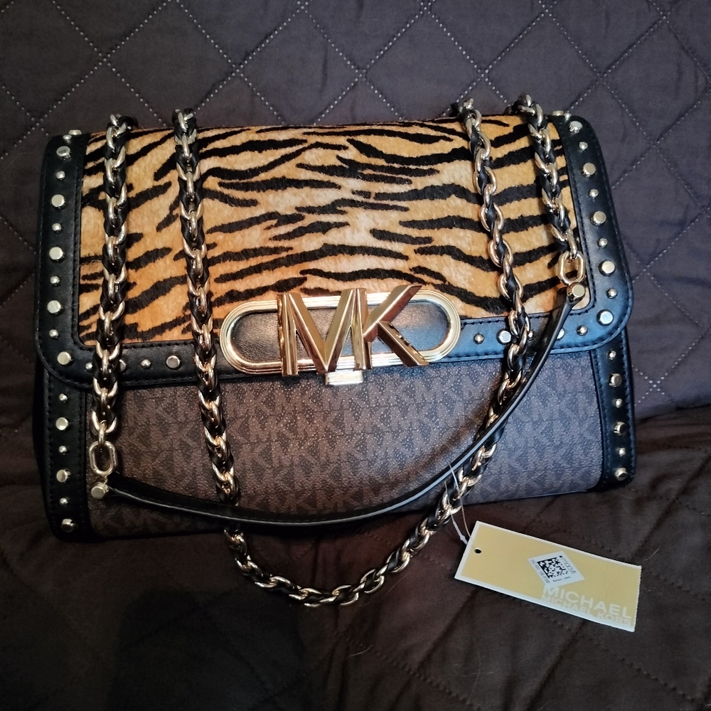 Michael Kors large brown, black, and tiger print